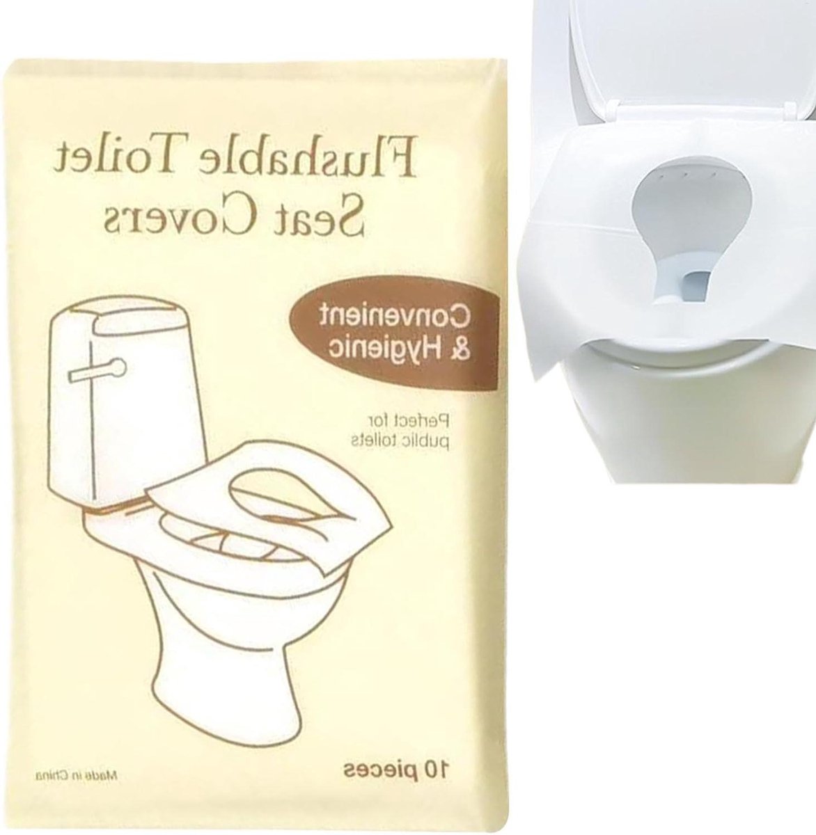 Toiletstoelhoezen - Doorspoelbaar papier - Hygiënisch reizen - Wateroplosbaar materiaal - 10 stuks - Multicolor