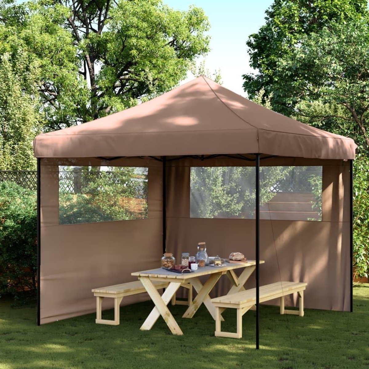 Opvouwbare Partytent - Pop-up Tent - Buitenfeesten Organiseren - Snelle Montage - 3x3 Meter - Bruin