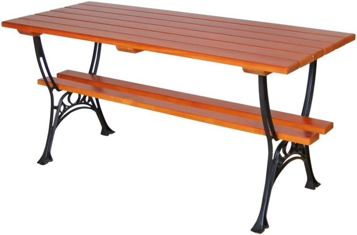 Tuinmeubel tafel - Houten tuintafel - Buiten dineren - Gepoedercoat aluminium onderstel - 160 cm - Mahonie