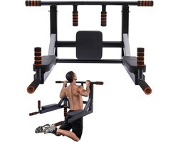 Optrekstang Wandmontage - Krachtstation - Thuis Fitness - Multigrip Opties - Tot 200 kg - Zwart