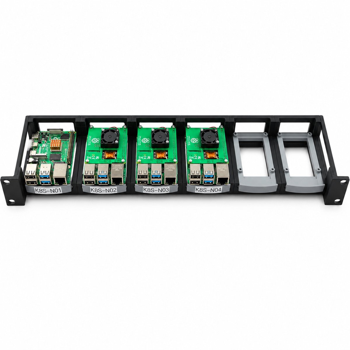 Raspberry Pi 1U Rack Mount - OLED Display Tray - Serverkast Behuizing - Netwerk Rackmount - Raspberry Pi 4 En Pi 5 Accessoire - Datacenter Setup - Home Lab - Zwart