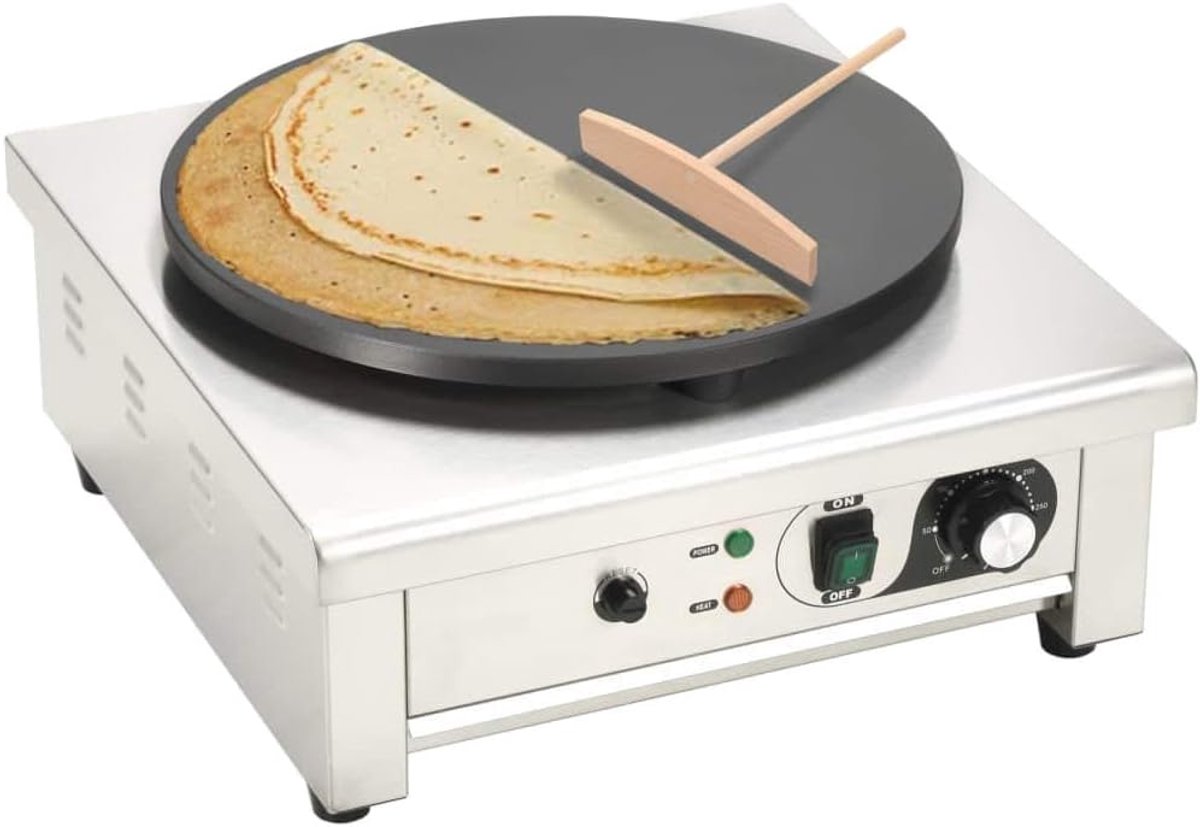 Elektrische Pannenkoekenplaat - Crêpe Pan - Lekkere Pannenkoeken Maken - Met Uitneembaar Dienblad - 40 cm Diameter - Zwart