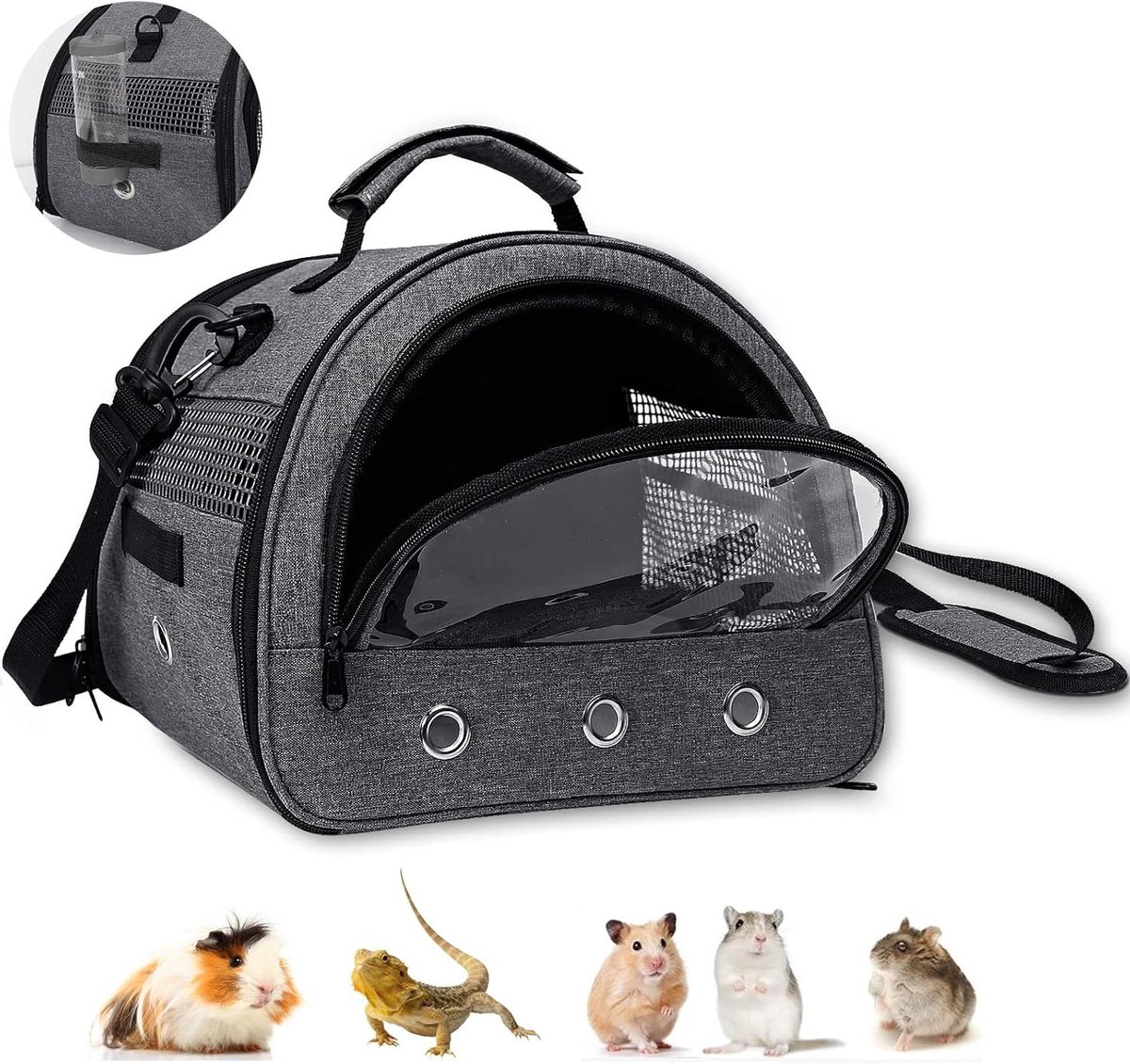Dieren Draagtas - Reisdrager Hamster Cavia - Vervoer Kleine Huisdieren - Met Drinkfles Houder