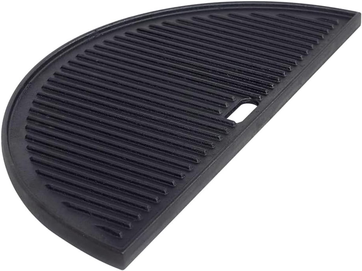 Gietijzeren grillplaat - Halve maan - Buiten koken - Geribbeld oppervlak - 445 cm - Zwart