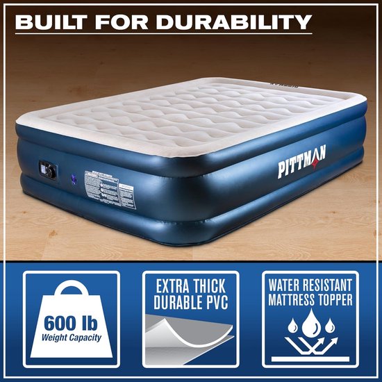 Luchtmatras Queen - Opblaasbaar Bed - Kamperen en Reizen - Ingebouwde pomp - Queen - Blauw — afbeelding 2