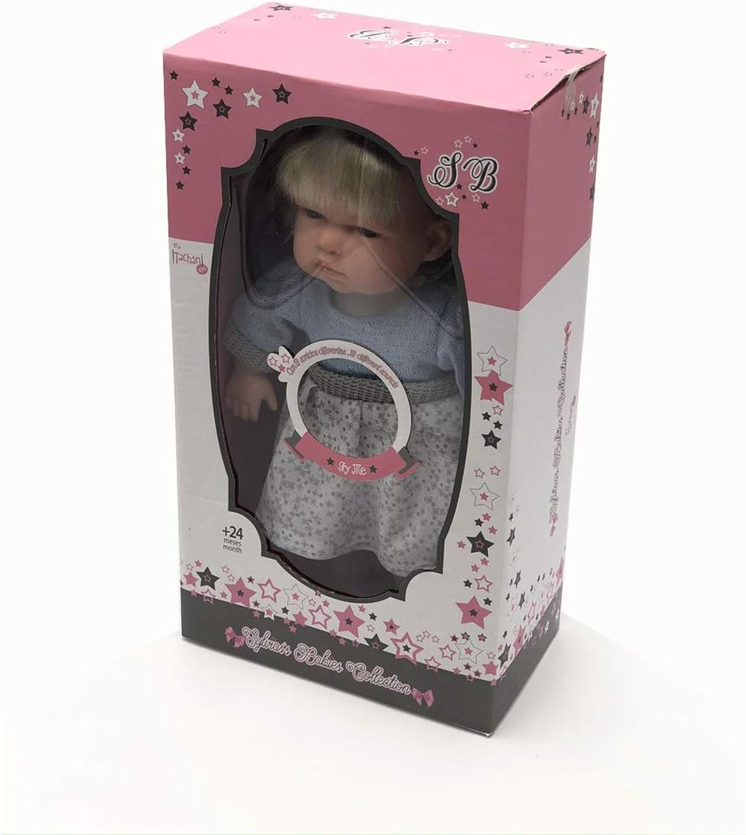 Zachte Pop - Babypop - Fantasierijk Spel - 12 Geluiden - 30 cm - Blauw
