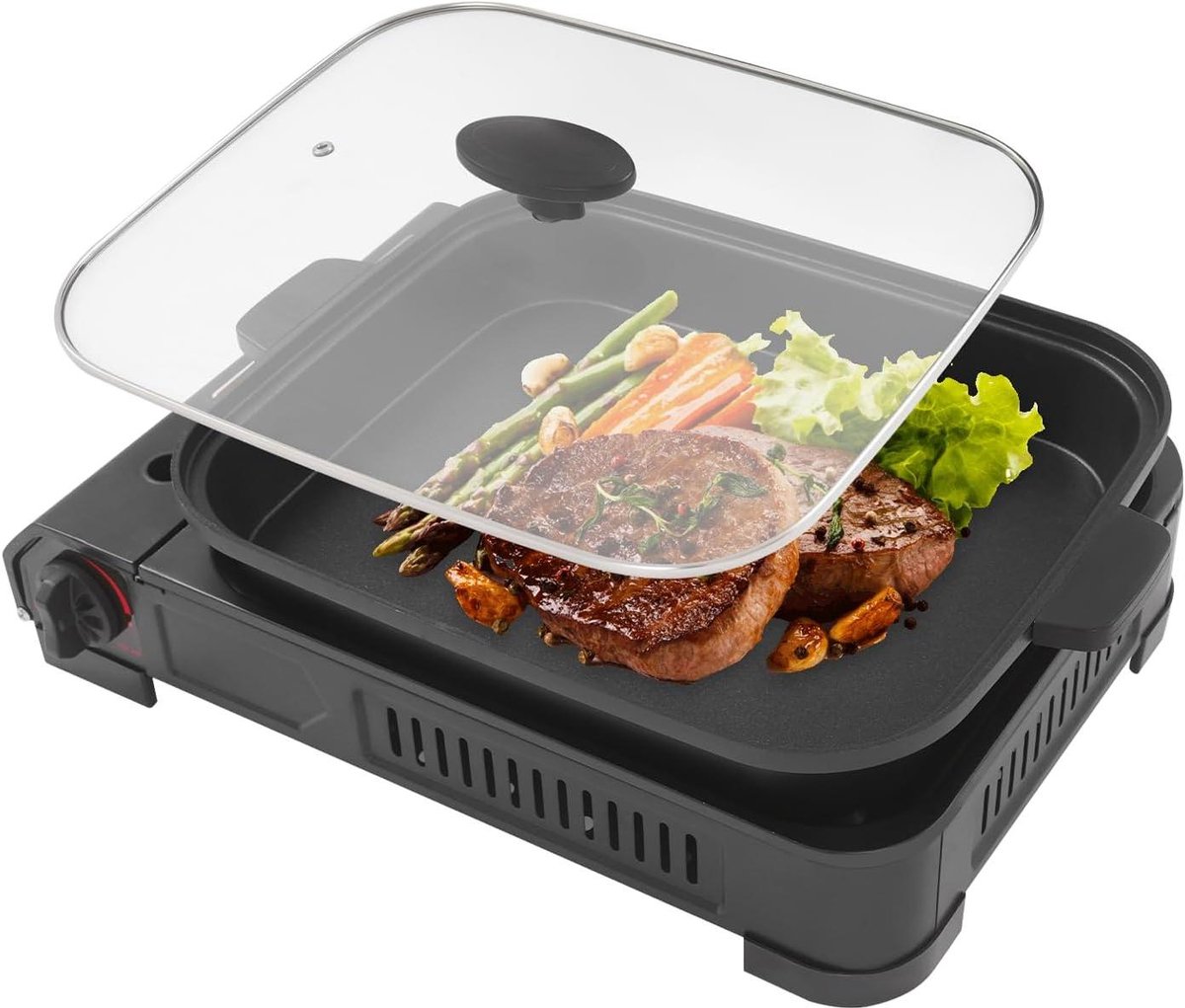 Draagbare Gas Grill - Camping Grill Set - Buiten Koken - 2-in-1 Grill en Kookplaat
