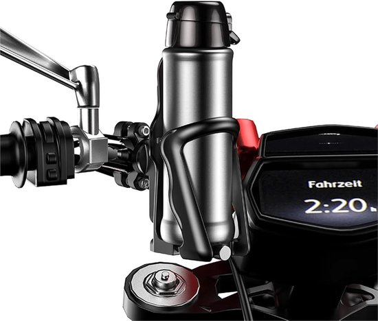 Motorfiets Bekerhouder - Drankhouder Fiets - Onderweg Drinken - Universele Pasvorm - 60-75 mm Diameter - Zwart — afbeelding 5