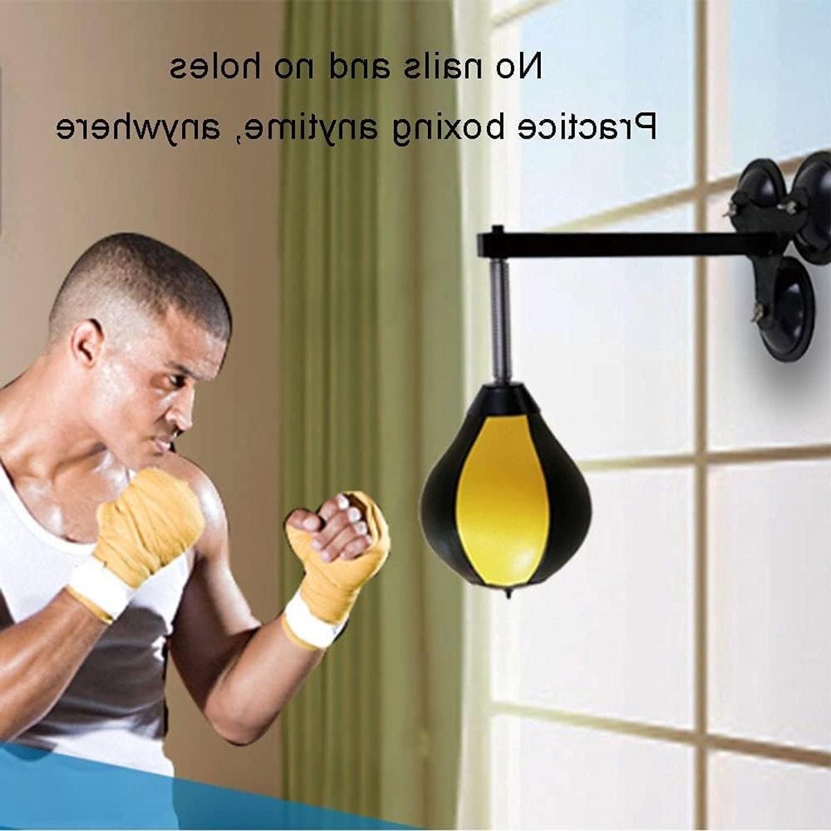 Boksbal Training - Boksbal met zuignap - Professionele reflex training - Stabiele zuigkracht adsorptie - 3 kg - Zwart Geel