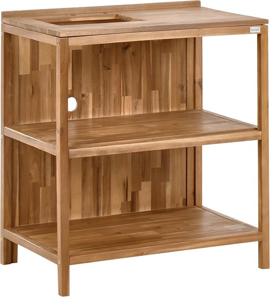 Buitenkeuken Eiland - Tuin Keuken - Buiten Koken - Met Kraan Wasbak - 80x50x133 cm - Bruin — afbeelding 2