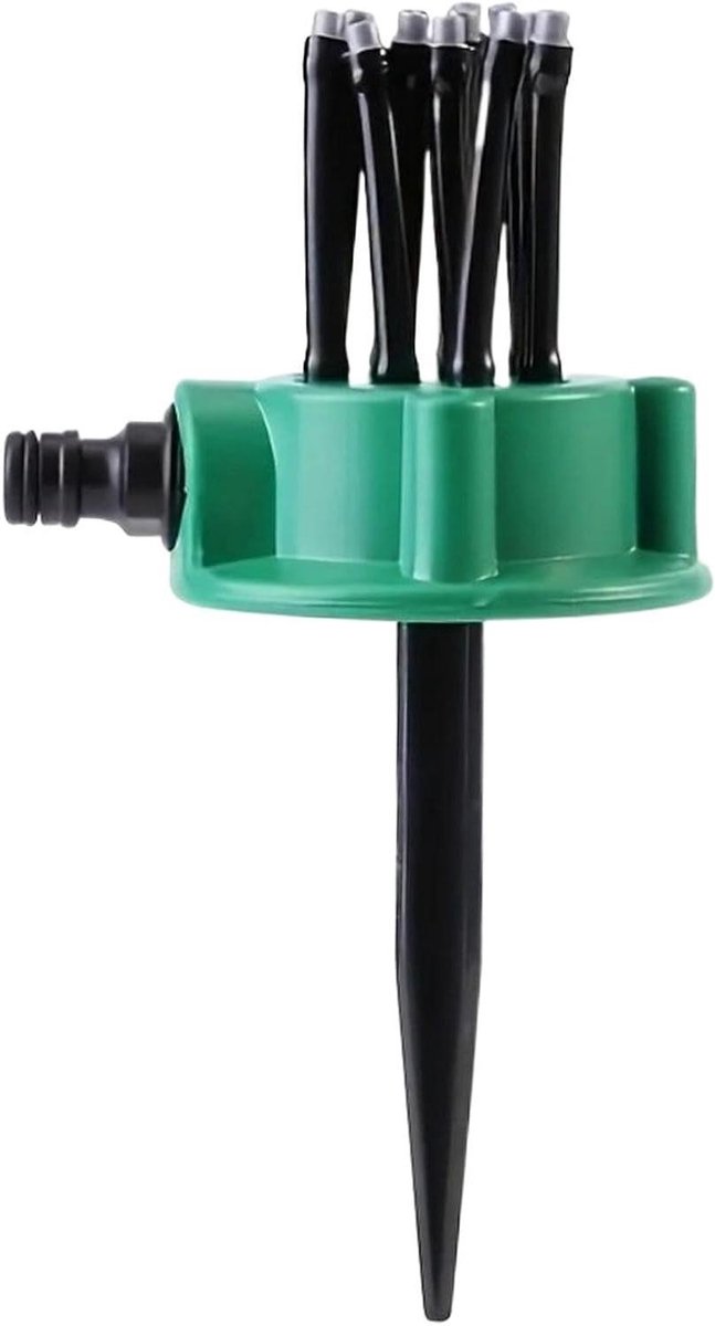 Gazonsproeier - Verstelbare sproeier - Uniforme dekking - Waterbesparende nevel - 11 cm hoog - Zwart groen