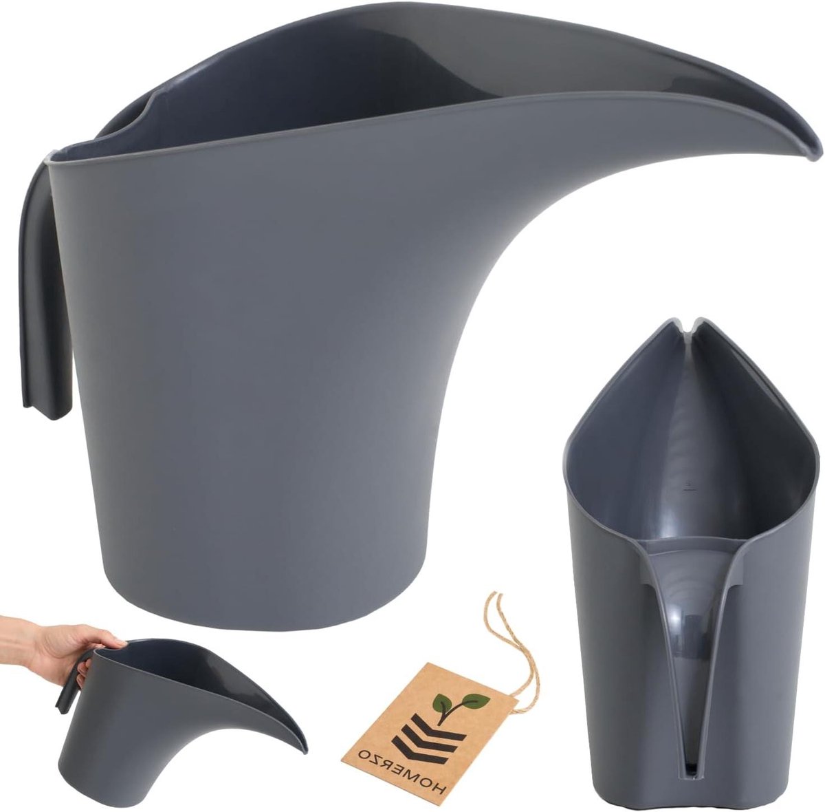Gieter 2 liter - Bloemengieter Kunststof - Planten Water Geven - Ergonomisch Design - 36x12x25 cm - Antraciet