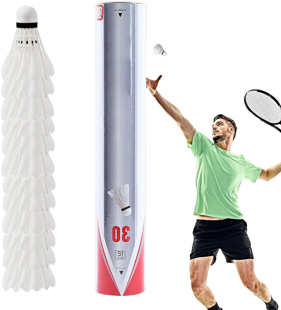 Trainingsbadmintonballen - Sportveren - Verbeteren Vaardigheden - Hoge Dichtheid Schuimkop - 12 Stuks - Wit