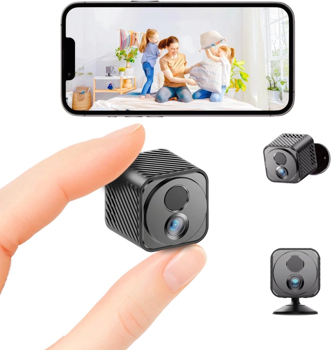 Fokelyi - Spy Camera - Beveiligingscamera - spycam - Mini Camera Verborgen Spycam - WiFi camera op accu met - 4K Ultra HD - Bewakingscamera - Zwart