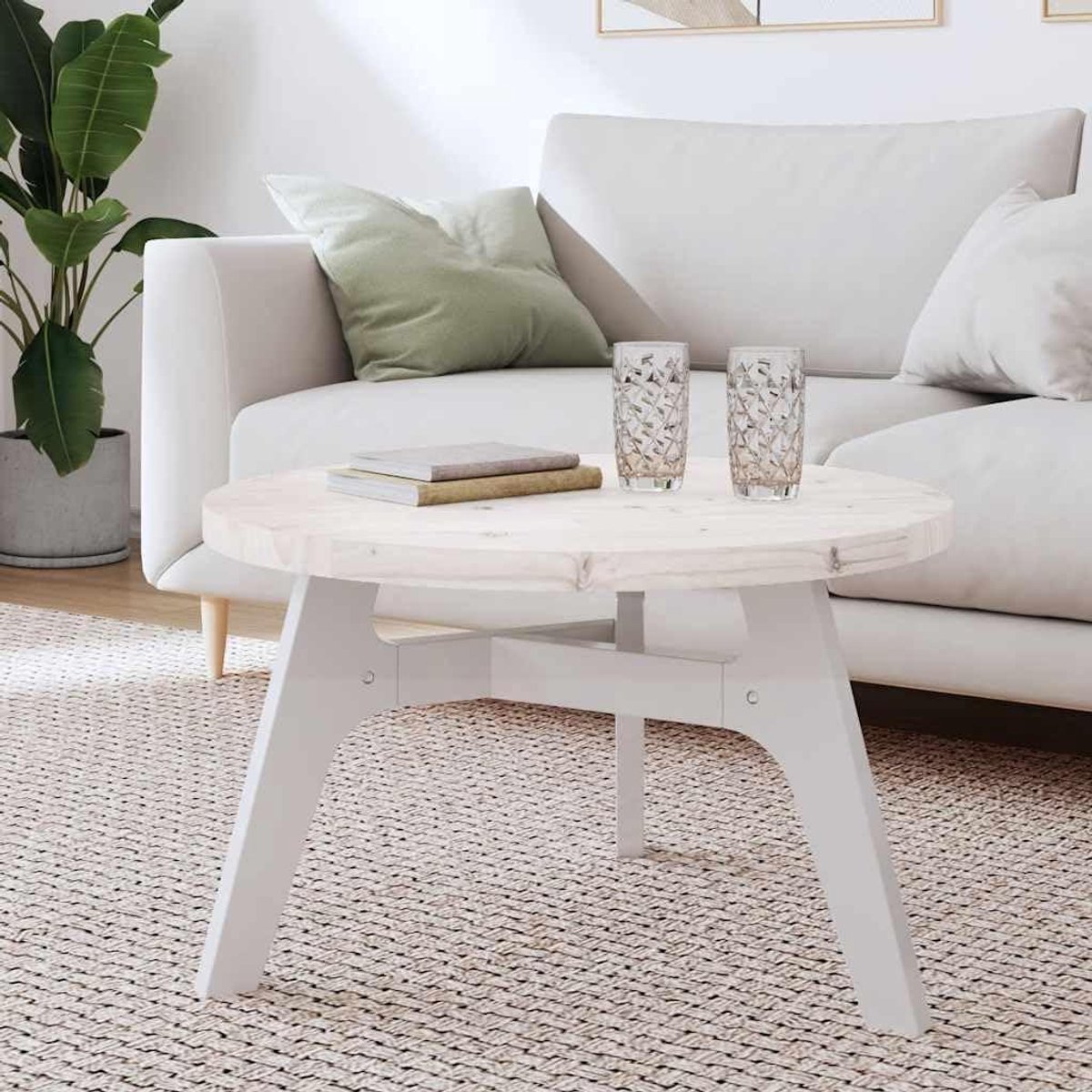 Rond Tafelblad - Houten Bord - Meubelbouw - Massief Grenenhout - 70 x 3 cm - Wit