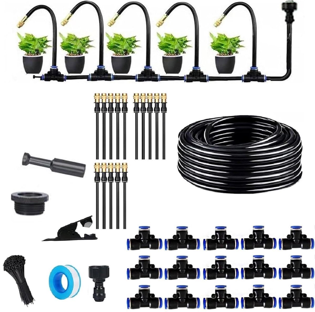 Automatisch Bewateringssysteem - Druppelslang Set - Tuin Besproeien - 360° Verstelbaar - 5-20 Meter Slang - Zwart