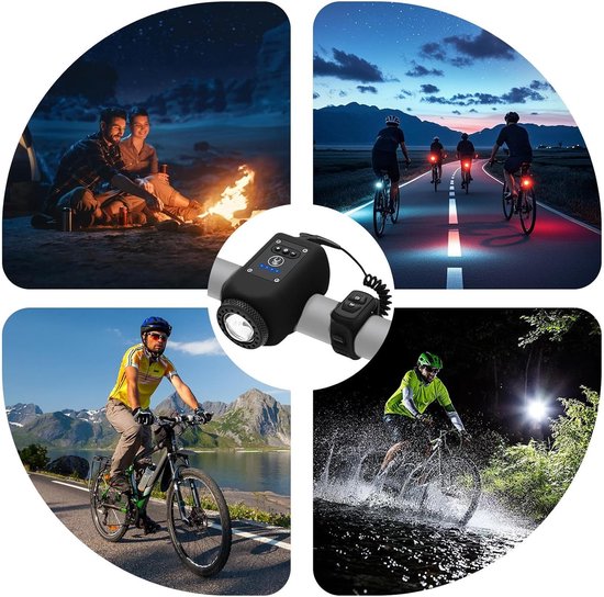 Fietsbel met Licht - Fietsverlichting Fietsaccessoire - Veilig Fietsen - 120 dB Luid Geluid - 250 Lumen - Zwart — afbeelding 5