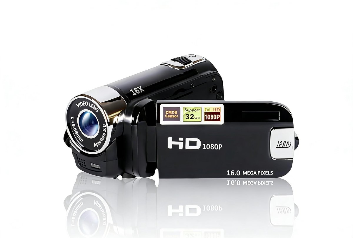 SolidChoice - Videocamera Camcorder - Full HD 1080P - 16MP Vlogging Camera - Zwart - Digitale Zoom - Geschikt voor Vrienden en Familie - Compacte Reco
