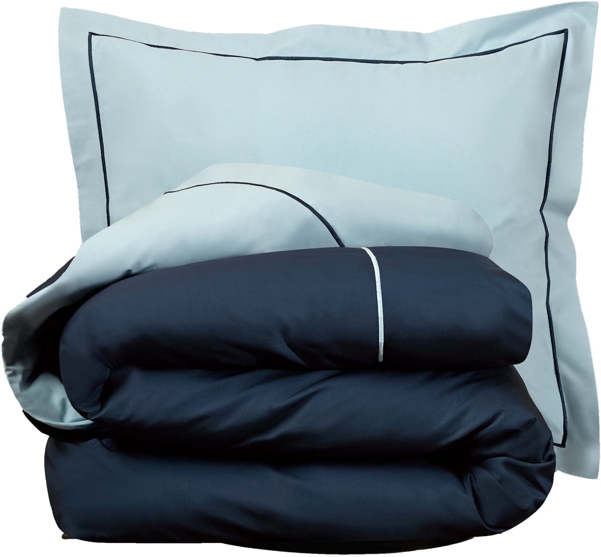 De Witte Lietaer Dekbedovertrek Katoen Perkal Bumblebee - Eenpersoons - 140 x 200 cm - Blauw Ice Blue/Marine