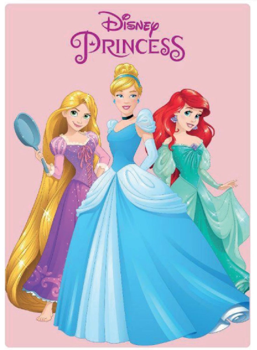 Disney Princess fleece deken - Ariël / Rapunzel / Assepoester plaid - 100 x 140 cm Roze