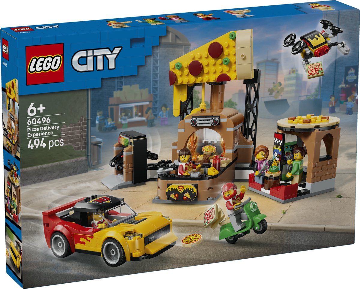 LEGO City Pizzacentrale met Voertuigen Pizza Speelgoed voor Kinderen 60496 — afbeelding 6