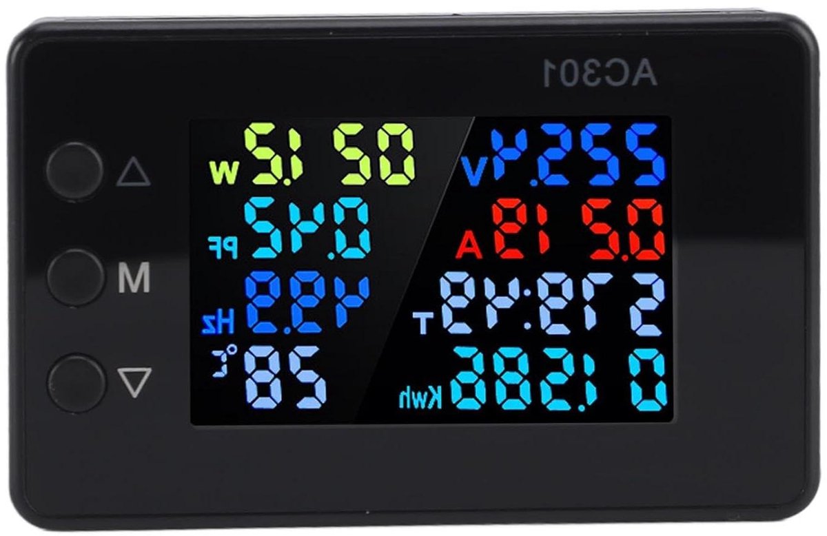 Digitale Energiemeter - Spanningsmeter Stroommeter - Energie Verbruik Meten - Nauwkeurige Wisselstroom Meting - 50-300V 0-20A - Wit
