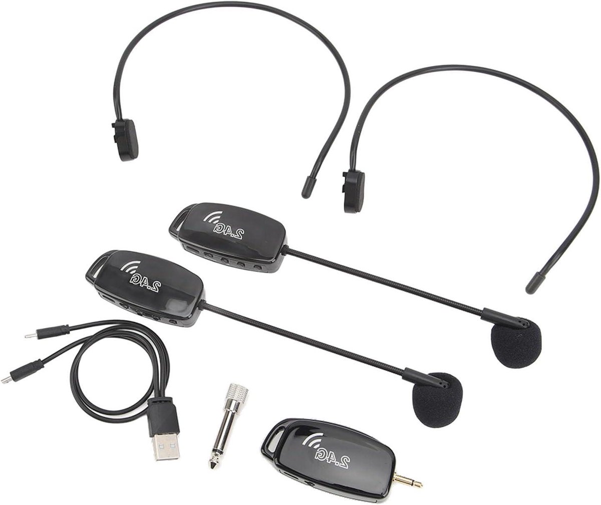 Draadloze Microfoon Headset - Dubbele Draadloze Microfoon - Presentaties Geven - Ruis Onderdrukkend - 2.4G Frequentie - Zwart