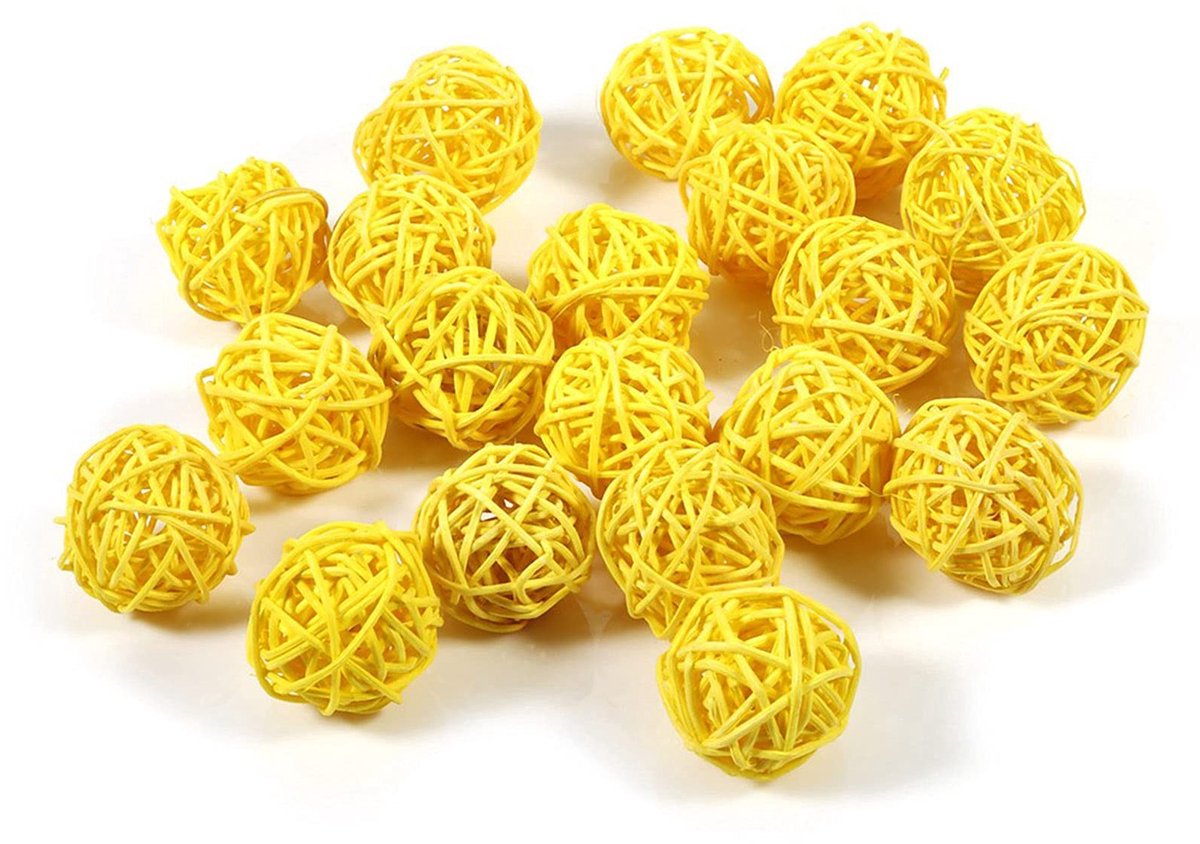 aladdien - Rattan Ballen - Gele Decoratieve Ballen - Feestjes - Thuisdecoratie - Interieur - Versiering - 20Pcs - Voor Binnen - Uniek