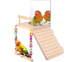 Houten Vogel Zitstok - Vogel speelgoed klimladder - Vogelkooi verrijking - Natuurlijke instinct stimulatie