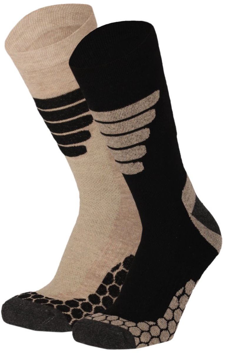 Xtreme Sockswear Wandelsokken 2 Paar – Wandel Sokken Unisex – Katoen met Coolmax – Multi Beige