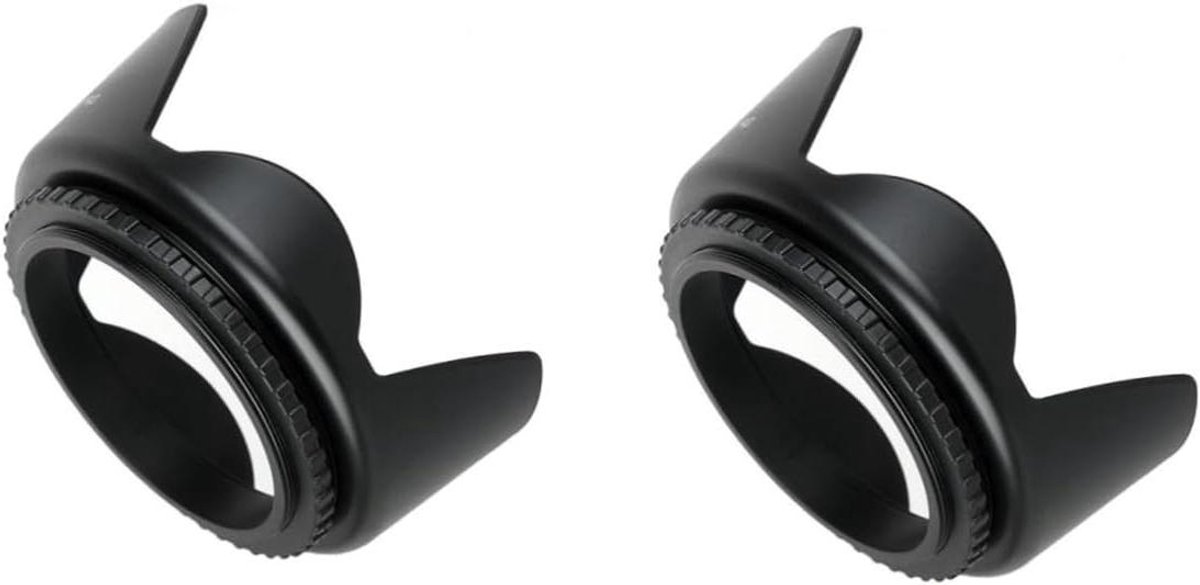 Lens Hood Set - Camera Zonnekap - Bescherming Camera - Schroefbevestiging - 55mm - Zwart