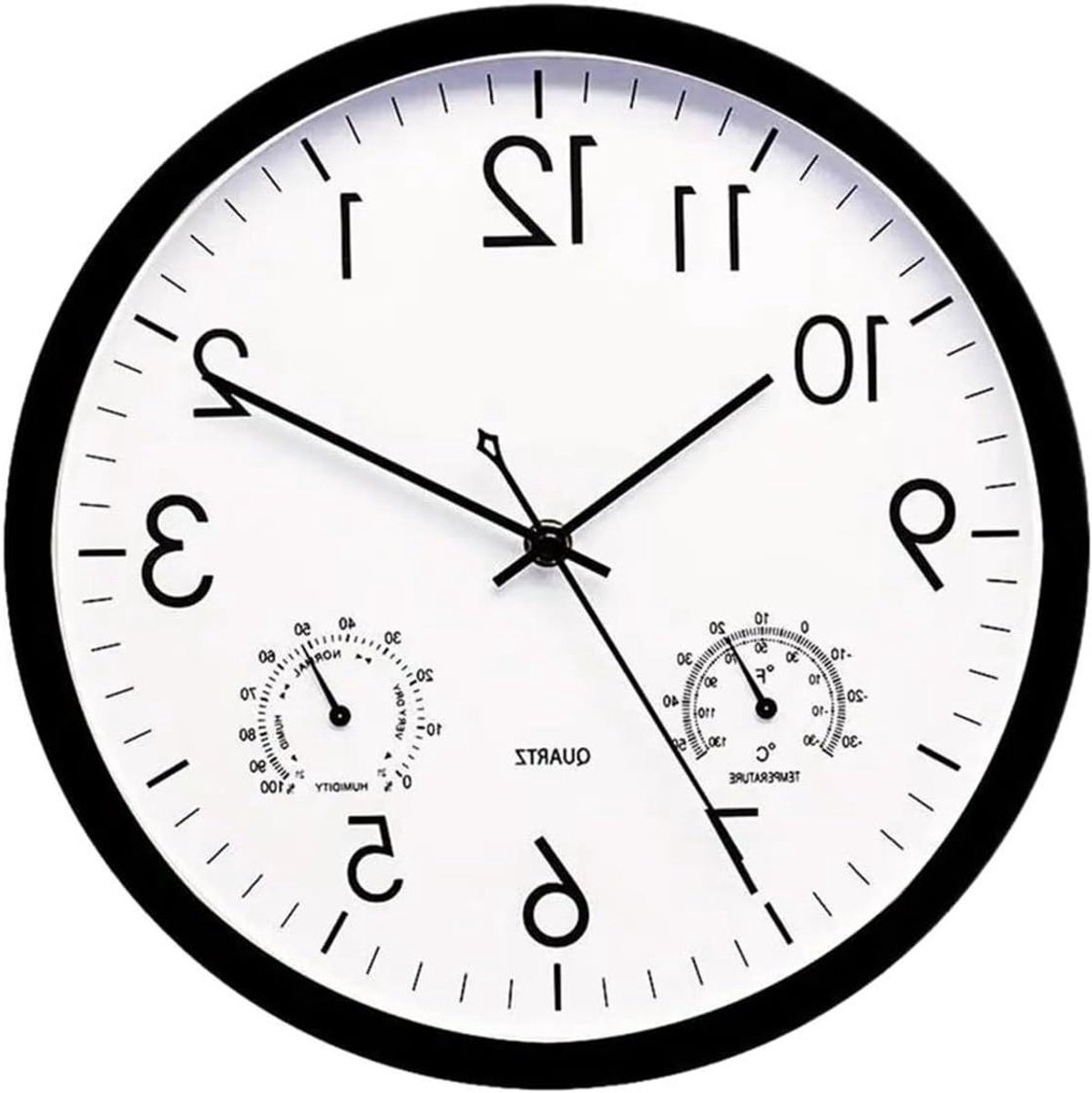 Wandklok Buiten - Buitenklok Waterdicht - Tijd Weergeven - Stil Kwartsuurwerk - 30 cm - Zwart
