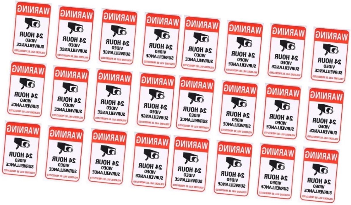 Waarschuwingsstickers Videobewaking - Beveiligingsstickers Camera - Afschrikken Indringers - Zelfklevend Bord - 40 Stuks - Zwart Rood