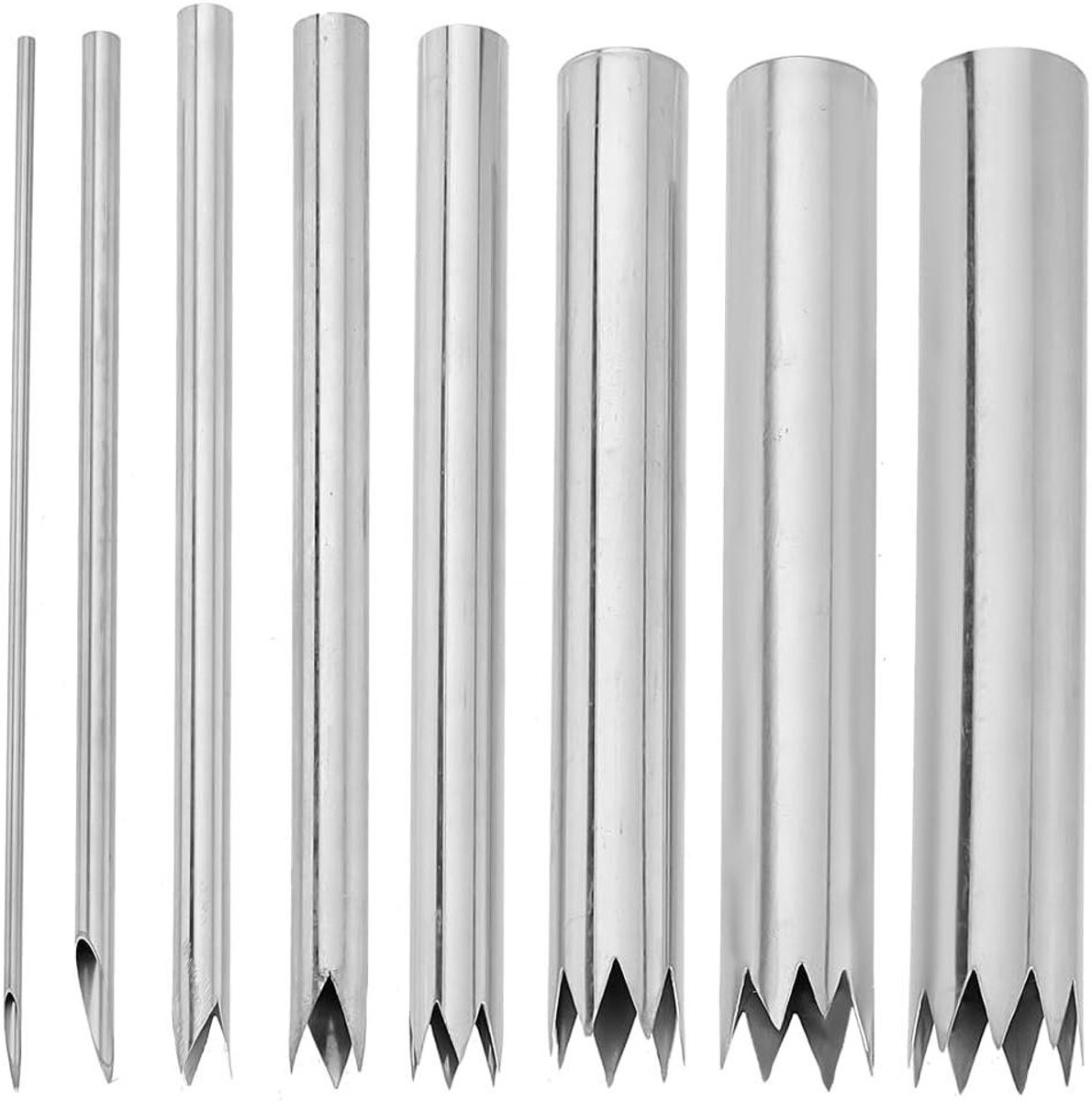 Klei Gat Cutters - Aardewerk Gereedschap - Keramiek Maken - Roestvrij Staal - 8 Stuks - Zilver