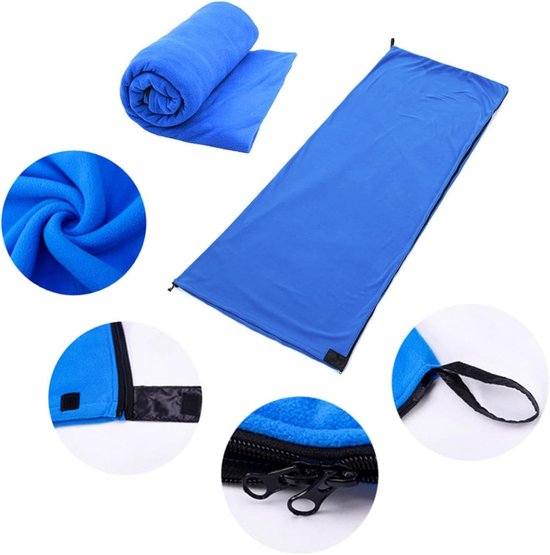 Fleece Slaapzakvoering - Reislaken Liner - Extra Warmte - Dubbele Rits - 180 x 80 cm - Koningsblauw — afbeelding 5