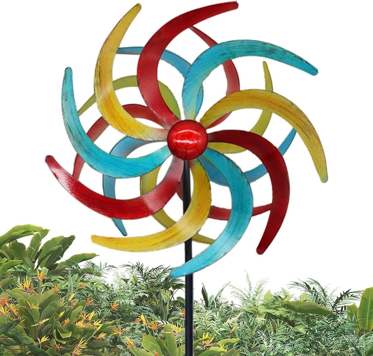 Windspinner - Tuinspinner Metaal - Tuindecoratie Buiten - Weerbestendig Roestvrij - Groot formaat - Kleurrijk
