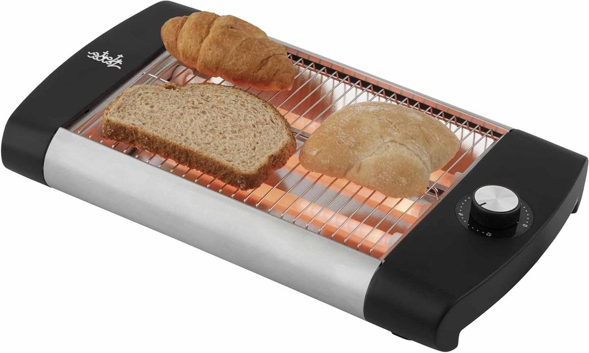 Horizontale Broodrooster Platte Toastmachine Snel Ontbijten Drie Kwartsstaafjes 23 x 20 cm Zwart
