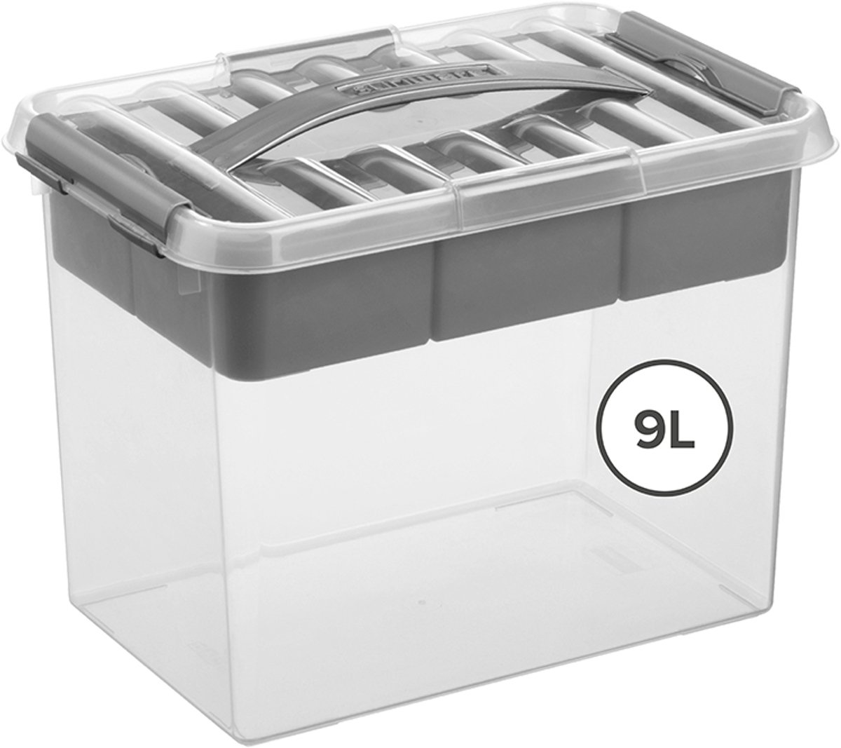 Sunware Q-line opbergbox 9L met inzetbak - 30x20x22.3 cm - Transparant