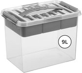 Sunware Q-line opbergbox 9L met inzetbak - 30x20x22.3 cm - Transparant
