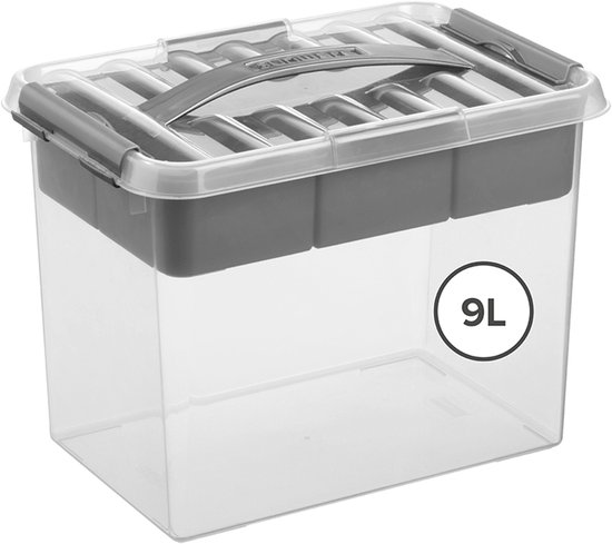 Sunware Q-line opbergbox 9L met inzetbak - 30x20x22.3 cm - Transparant