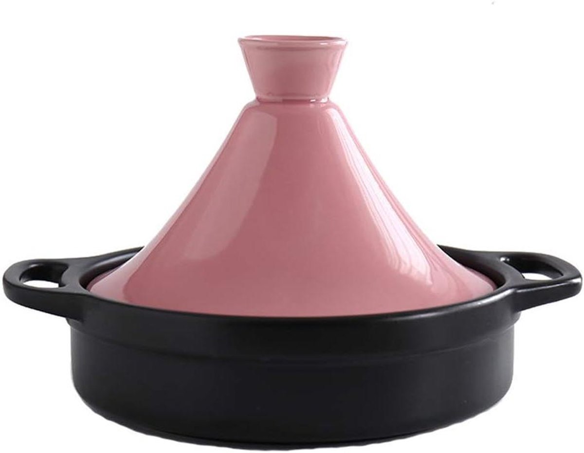 Tajine kookpot - Stoofpot keramiek - Langzaam garen - Conische deksel - 21.2 cm diameter - Roze