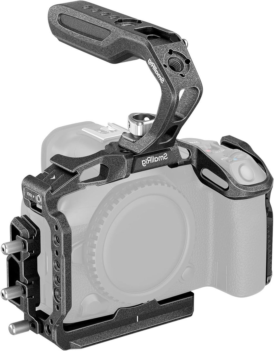 Camera Cage Kit voor Canon EOS R5 Mark II - Aluminium Rig met Top Handle, Kabelklem en Cold Shoe Bevestiging voor Professionele Videoproductie