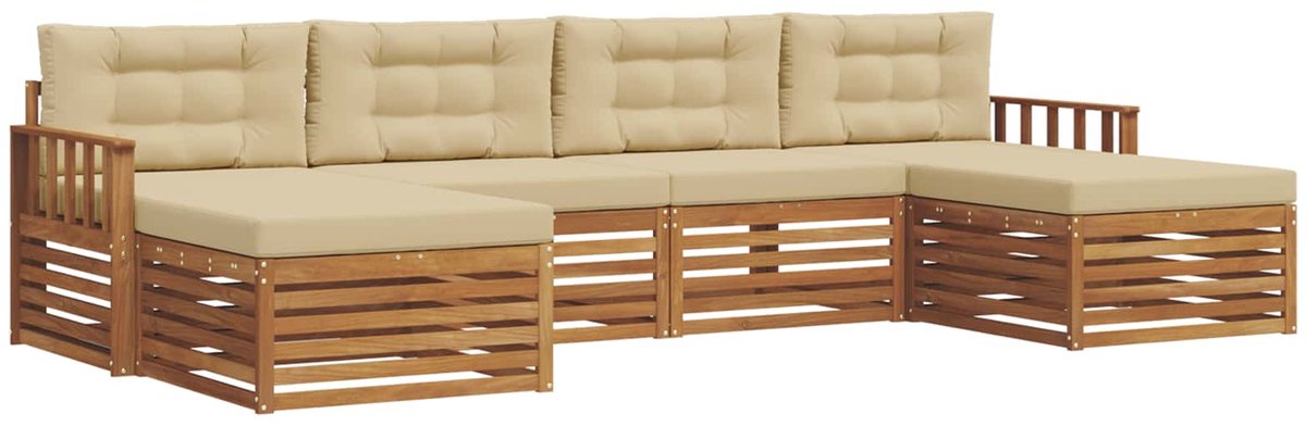 vidaXL Buiten - bank - set - 6 - st - 4-zits - Natuurlijk - en - Beige Natuurlijk en Beige