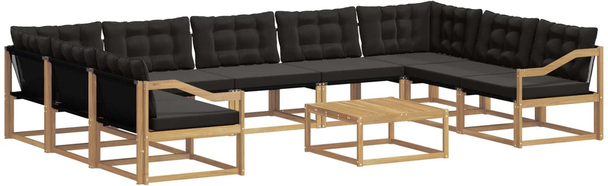 vidaXL Buiten - bank - set - 10 - st - 9-zits - Wit - en - zwart Wit en zwart