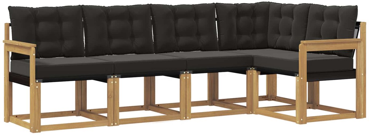 vidaXL Buiten - bank - set - 5 - st - 5-zits - Wit - en - zwart Wit en zwart