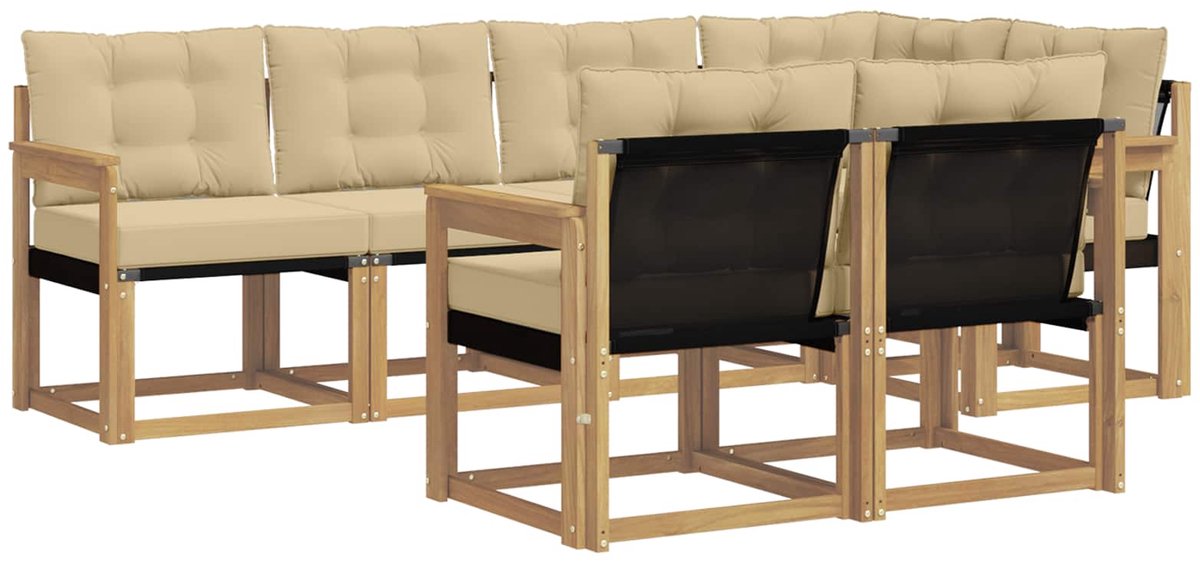 vidaXL Buiten - bank - set - 7 - st - 7-zits - Wit - en - Beige Wit en Beige