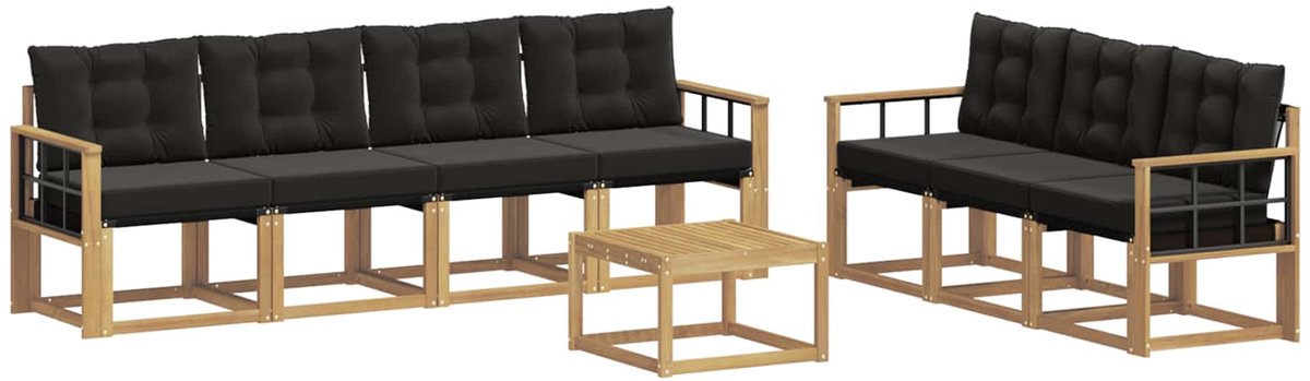 vidaXL Buiten - bank - set - 8 - st - 7-zits - Wit - en - zwart Wit en zwart