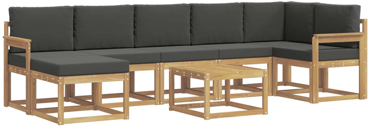 vidaXL Buiten - bank - set - 8 - st - 7-zits - Wit - en - antracietkleurig - Polyester Wit en antracietkleurig