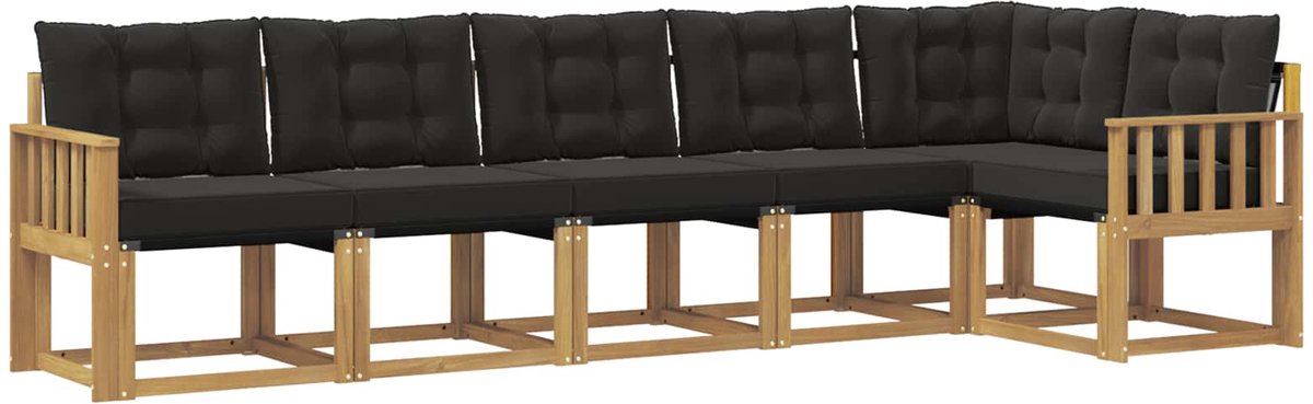 vidaXL Buiten - bank - set - 6 - st - 6-zits - Wit - en - zwart Wit en zwart