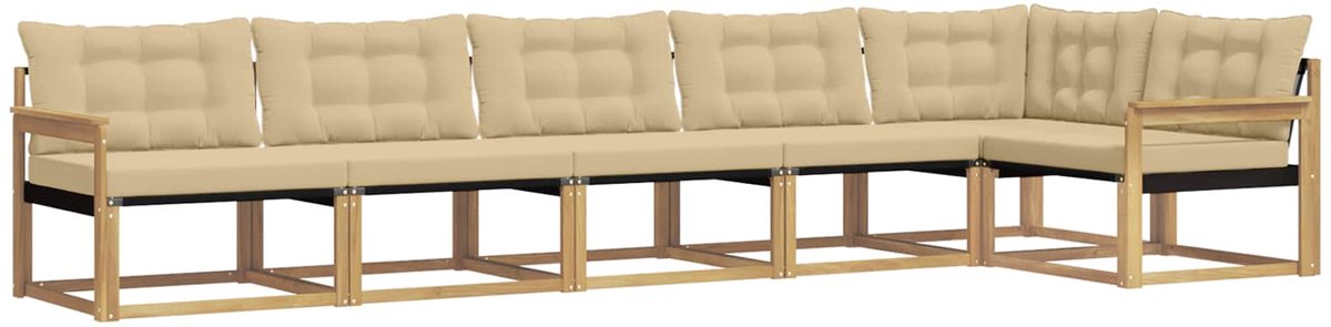 vidaXL Buiten - bank - set - 6 - st - Wit - en - Beige Wit en beige